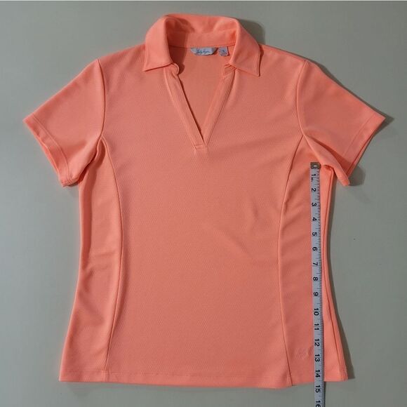 Lady Hagen Coral Essential HydroDri® Short Sleeve V-Neck Golf Polo - Picture 6 of 13